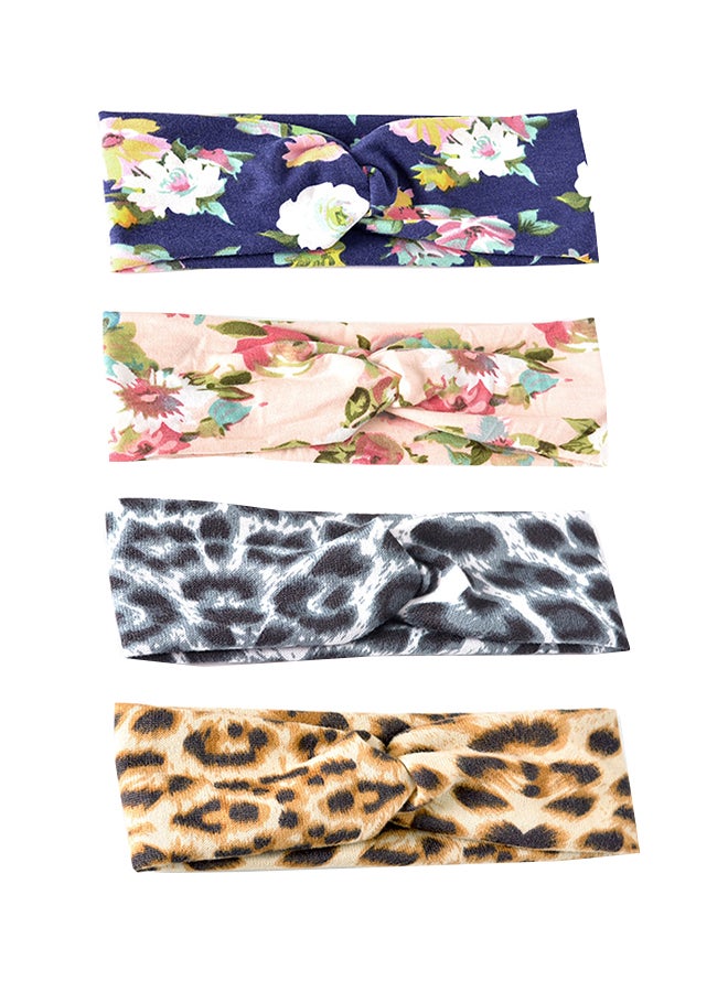 4-Piece Ladylike Printed Headband Multicolour