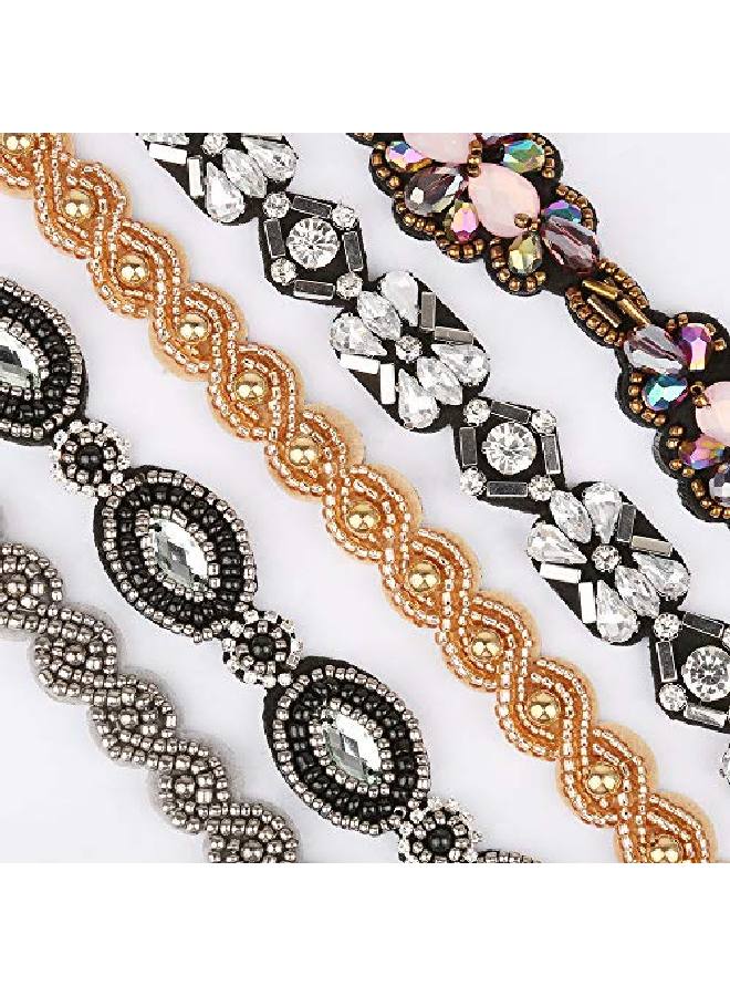 5Pcs Beaded Headband For Women Crystal Rhinestone Headband For Women Girls