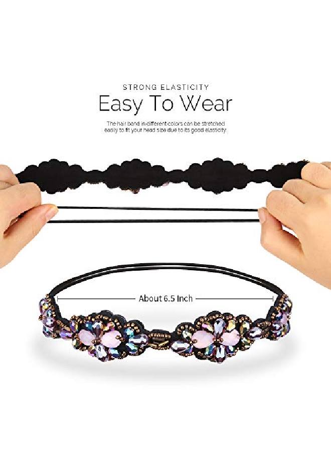 5Pcs Beaded Headband For Women Crystal Rhinestone Headband For Women Girls