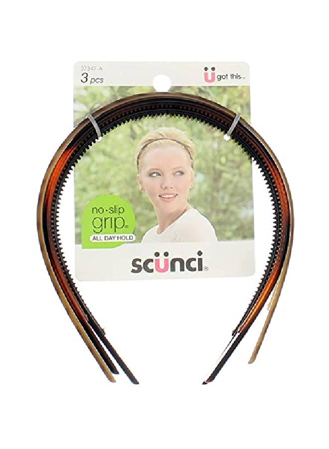 No Slip Grip Skinny Head Bands 3 Pk