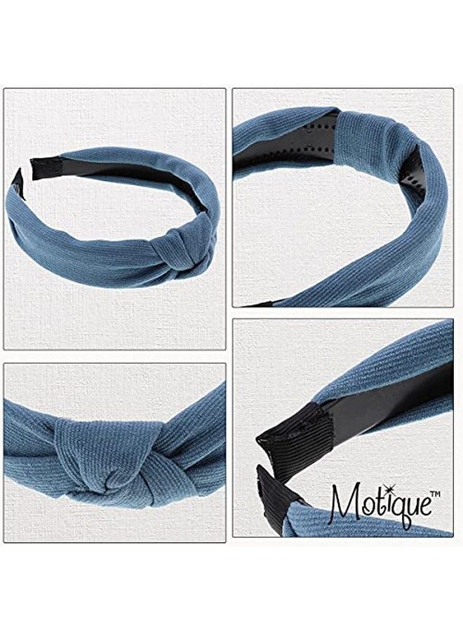 Soft Textured Cotton Knot Headband Wide Turban Headband (Chambray)