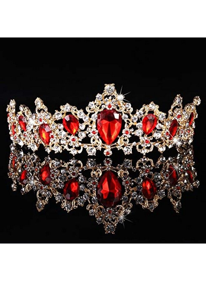 Tiara Crown For Women Rhinestone Queen Crowns Wedding Tiara Crowns Headband (Red)