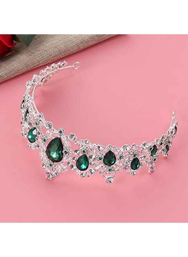 Tiara Crown For WomenRhinestone Queen Crowns Wedding Tiaras Crowns Headband (Green)