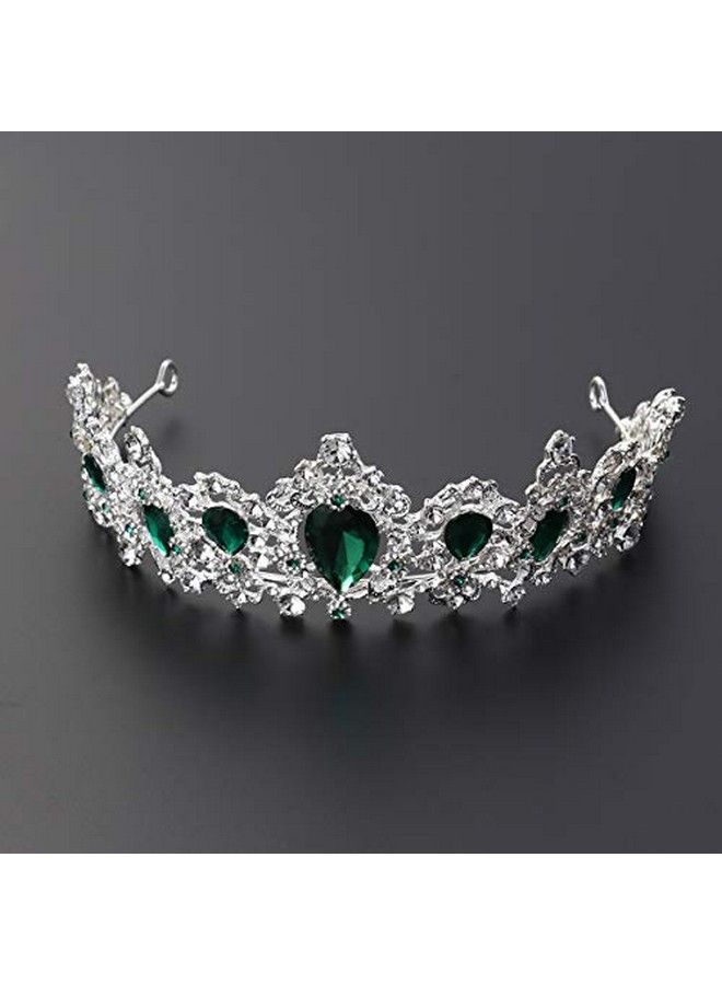 Tiara Crown For WomenRhinestone Queen Crowns Wedding Tiaras Crowns Headband (Green)