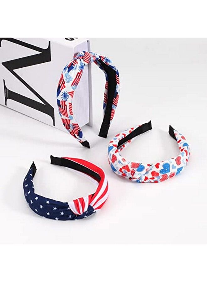 American Flag Headbands For Women Girls Independence Day 4Th Of July Red White Blue Patriotic Usa Knotted Wide Headbands Yoga Hair Band Hairbands (Flag C)