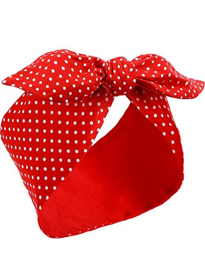 Costume Headband White Polka Dot Bandana Headband Wire Headband Retro Hairband Headwrap Hair Accessories For Women And Girls (Small Dots Red)