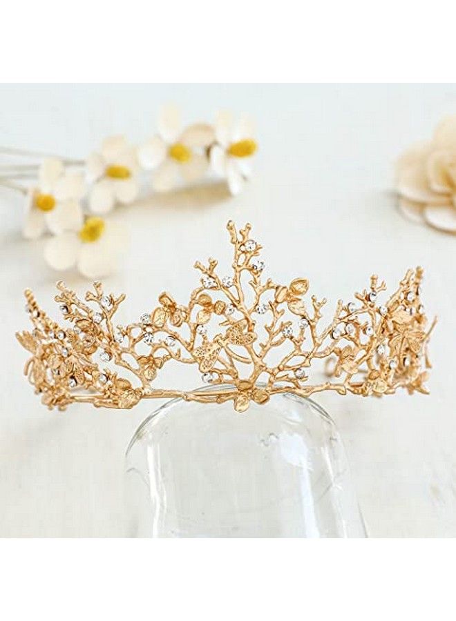 Adult Tiaras And Crowns Gold Wedding Princess Queen Crown Baroque Vintage Rhinestone Tiara Hair Accessories For Women And Men (Gold)