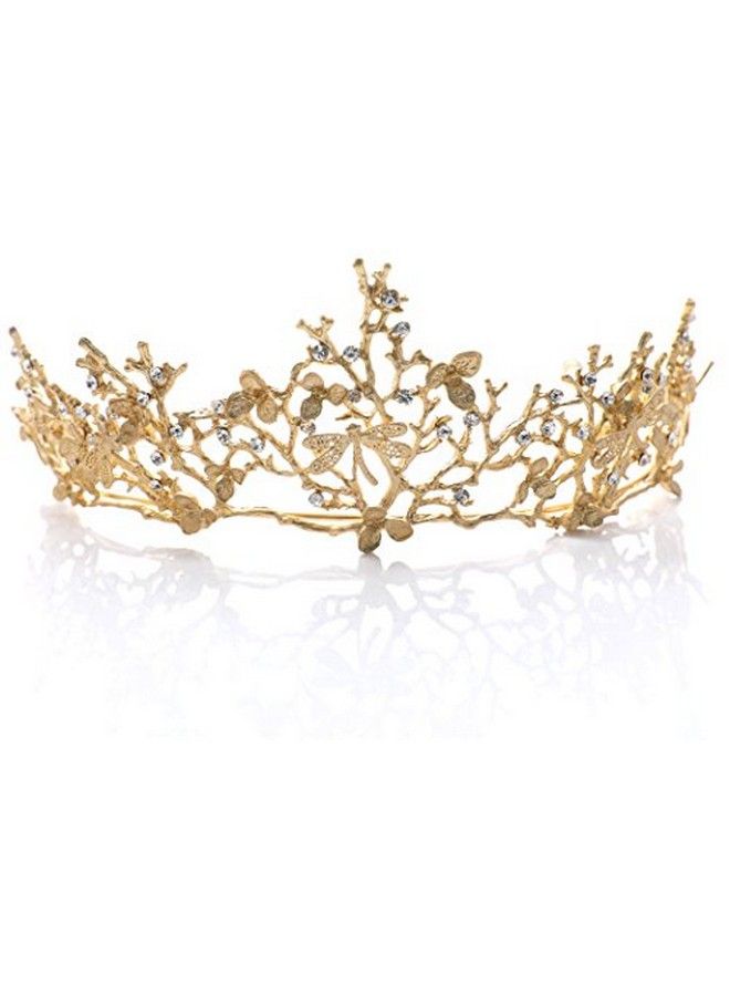 Adult Tiaras And Crowns Gold Wedding Princess Queen Crown Baroque Vintage Rhinestone Tiara Hair Accessories For Women And Men (Gold)