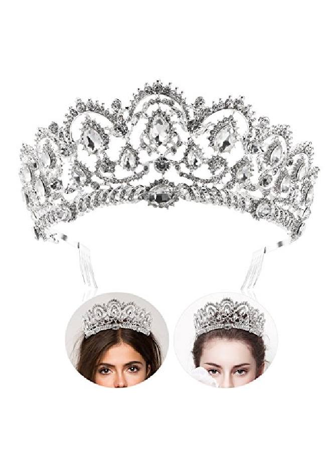 Tiara Crowns ，Rhinestone Crystal Queen Tiara Headband Wedding Pageant Crowns Princess Crown For Women