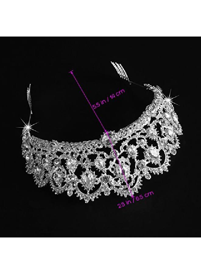 Tiara Crowns ，Rhinestone Crystal Queen Tiara Headband Wedding Pageant Crowns Princess Crown For Women