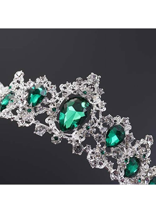 Tiara Crown For Womenrhinestone Queen Crowns Wedding Tiaras Crowns Headband (Green)