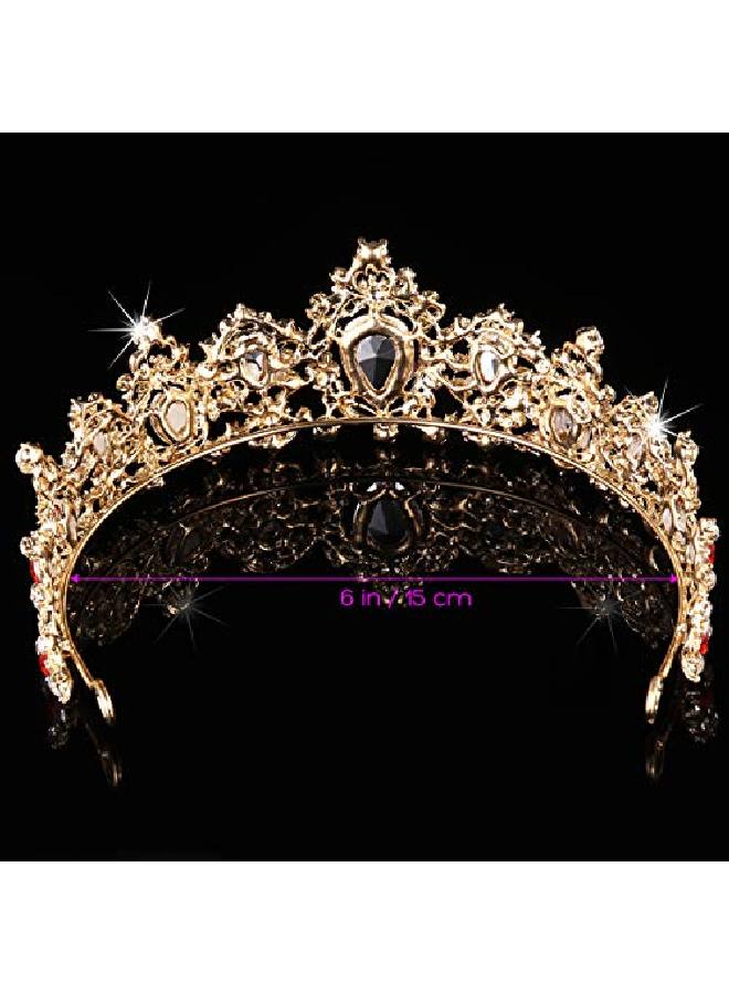 Tiara Crown For Women Rhinestone Queen Crowns Wedding Tiara Crowns Headband (Red)