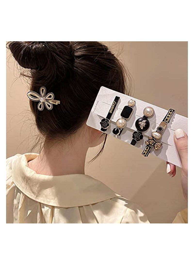 Metal Plastic Pearl Barrettes For Women 11 Pcs