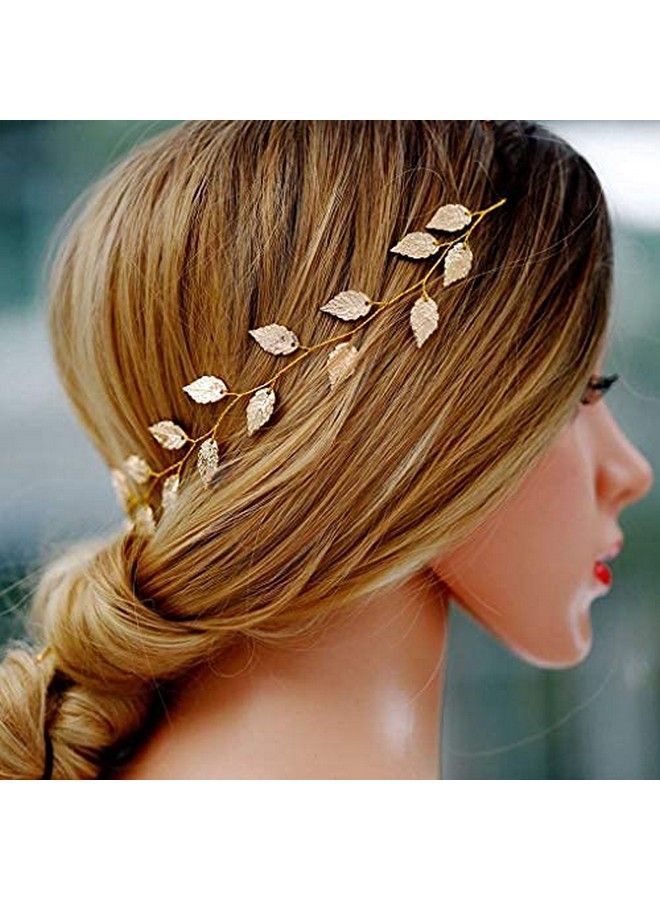 Wedding Headband Gold Leaf Bridal Headpieces For Bridesmaid And Flowergirls (15.7 Inches) (Gold)
