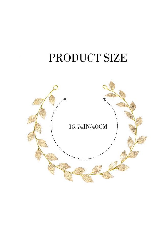 Wedding Headband Gold Leaf Bridal Headpieces For Bridesmaid And Flowergirls (15.7 Inches) (Gold)