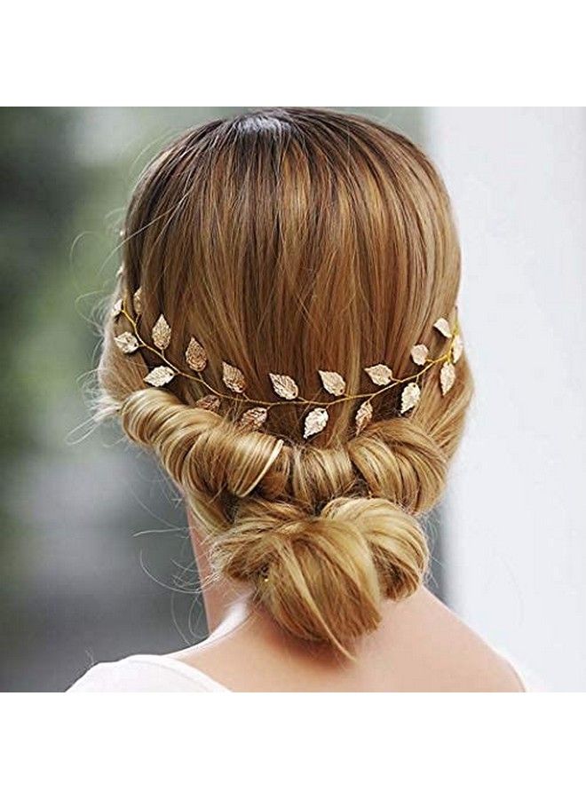 Wedding Headband Gold Leaf Bridal Headpieces For Bridesmaid And Flowergirls (15.7 Inches) (Gold)