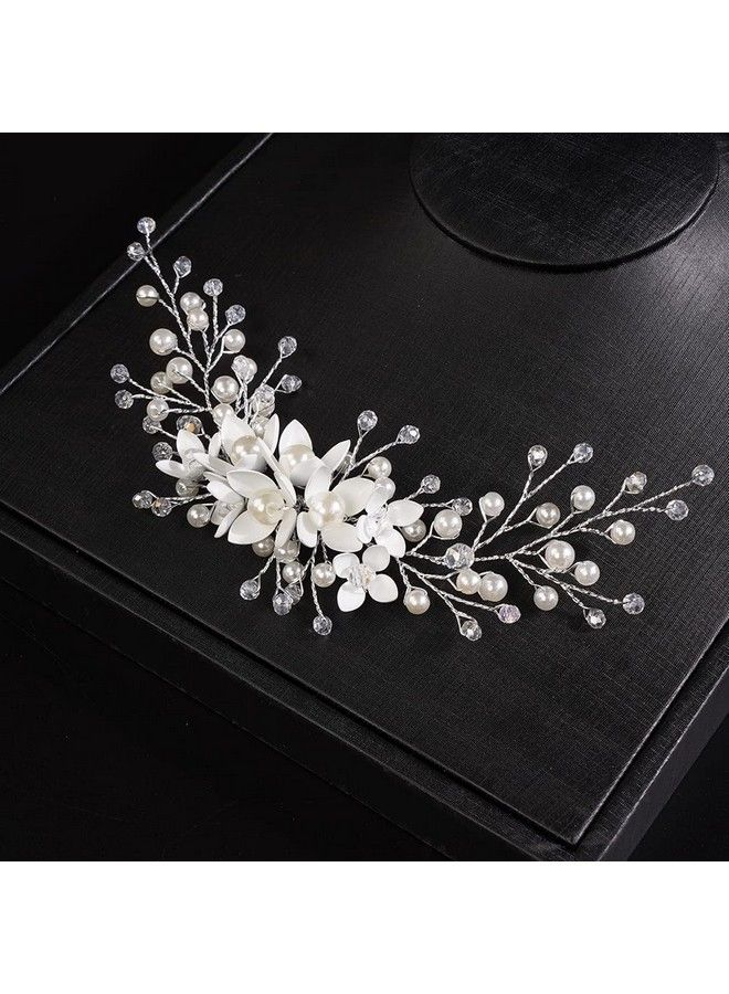 Bride Flower Wedding Hair Vine Bridal Pearl Headband Headpieces Hair Accessories For Women And Girls
