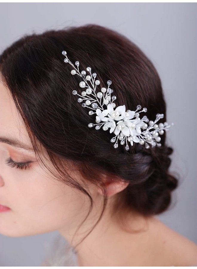 Bride Flower Wedding Hair Vine Bridal Pearl Headband Headpieces Hair Accessories For Women And Girls