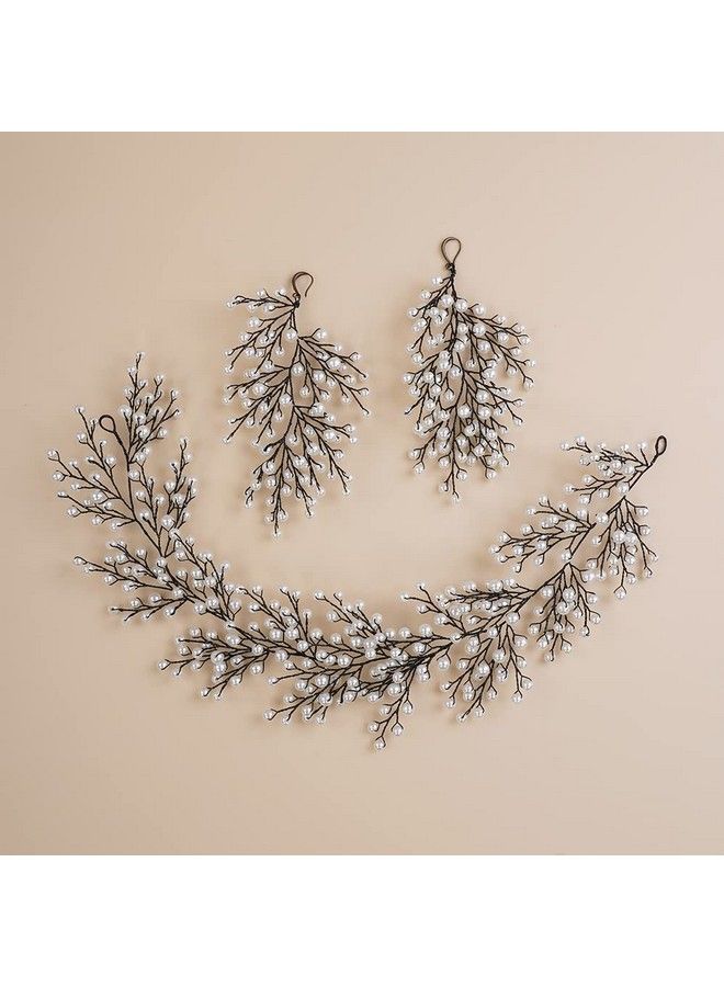 Bride Hair Accessories Pearl Headband Earrings Set Pearl Hair Vine Headpiece For Wedding Evening Party