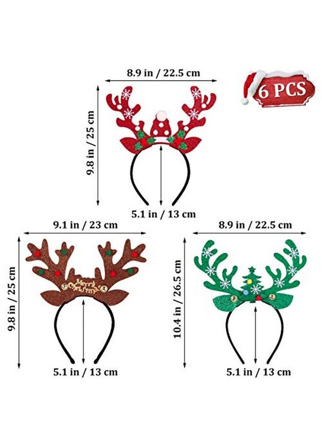 New Year Reindeer Antlers Headband Hair Hoops Reindeer Party Supplies Christmas Headwear Reindeer Headbands for Masquerade Cosplay Party Gift6 PCS