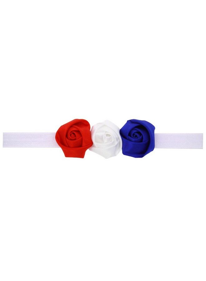 Infant Baby Flower Headband With 3 Color Blue White Red Hair Band Accessories Jhn08 (Blue White Red)