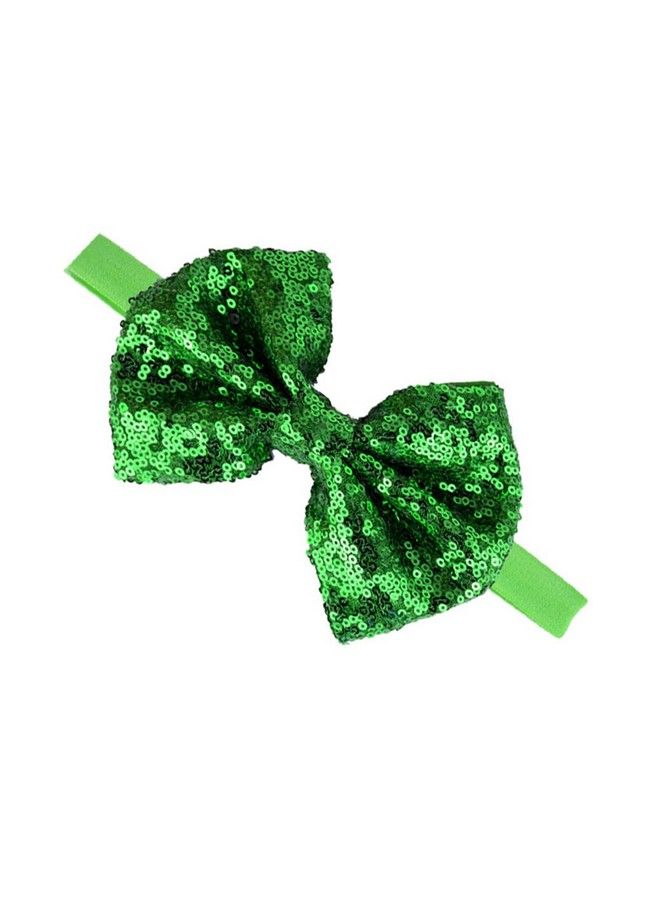 Sequins Hair Bows Bling Glitter Starburst Bowknot Baby Girls Headbands Ja27 (Green Bow)