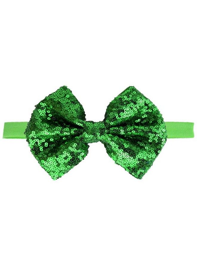 Sequins Hair Bows Bling Glitter Starburst Bowknot Baby Girls Headbands Ja27 (Green Bow)