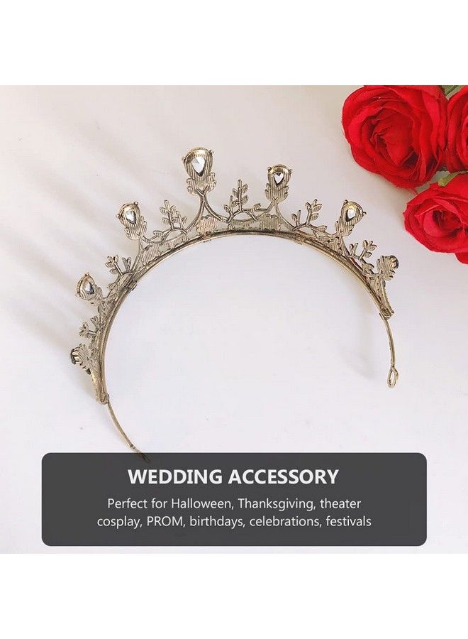 Baroque Queen Tiara Retro Rhinestone Wedding Bridal Crown Princess Jeweled Hair Accessories For Women (Red)