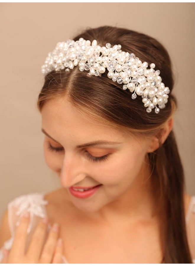 Shining Wide Headbands Vintage Head Wrap With Faux Pearl Beaded Hair Accessories Great Gifts For Women And Girls