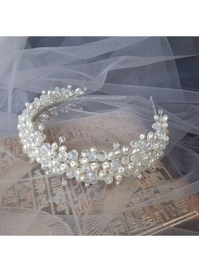 Shining Wide Headbands Vintage Head Wrap With Faux Pearl Beaded Hair Accessories Great Gifts For Women And Girls