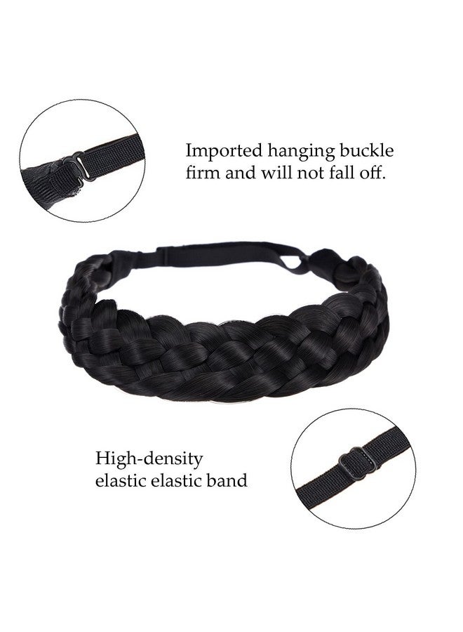 Oecwegr 5 Strands Synthetic Hair Braided Headband Hairpiece Classic Chunky Wide Plaited Braids Elasticmulti Color Headband Ladies Beauty Hair Accessories