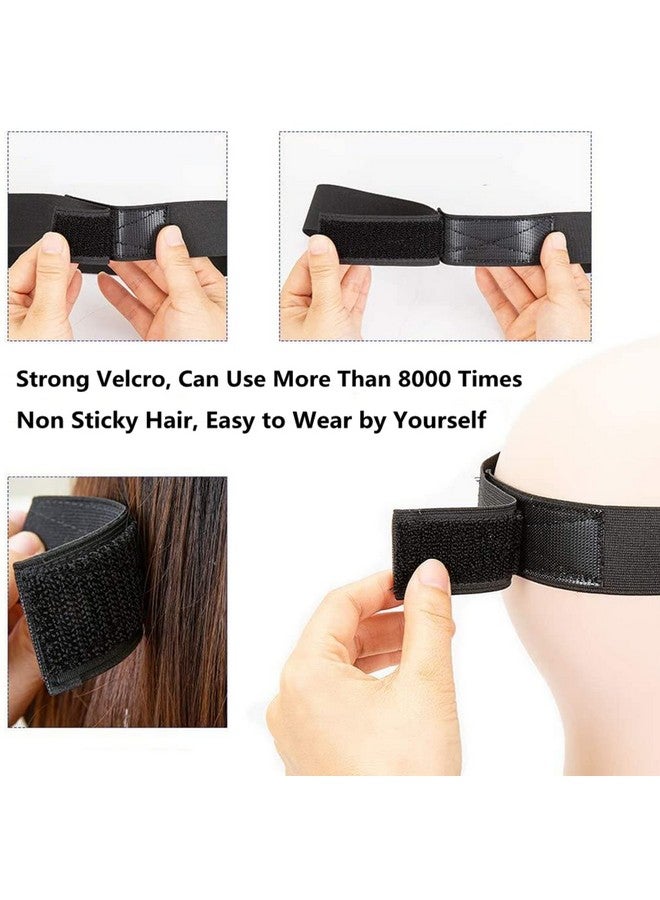 Elastic Band For Wigs Fixing Band Adjustable Toupee Bands With Velco Ends Fix Wig Edges Elastic Hair Band Headband For Wigs Edge Wrap Strong Elasticity Strap Lay Laying Belt Hair Closure 2 Pcs (Black)