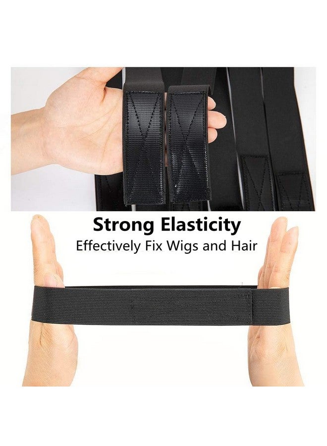 Elastic Band For Wigs Fixing Band Adjustable Toupee Bands With Velco Ends Fix Wig Edges Elastic Hair Band Headband For Wigs Edge Wrap Strong Elasticity Strap Lay Laying Belt Hair Closure 2 Pcs (Black)