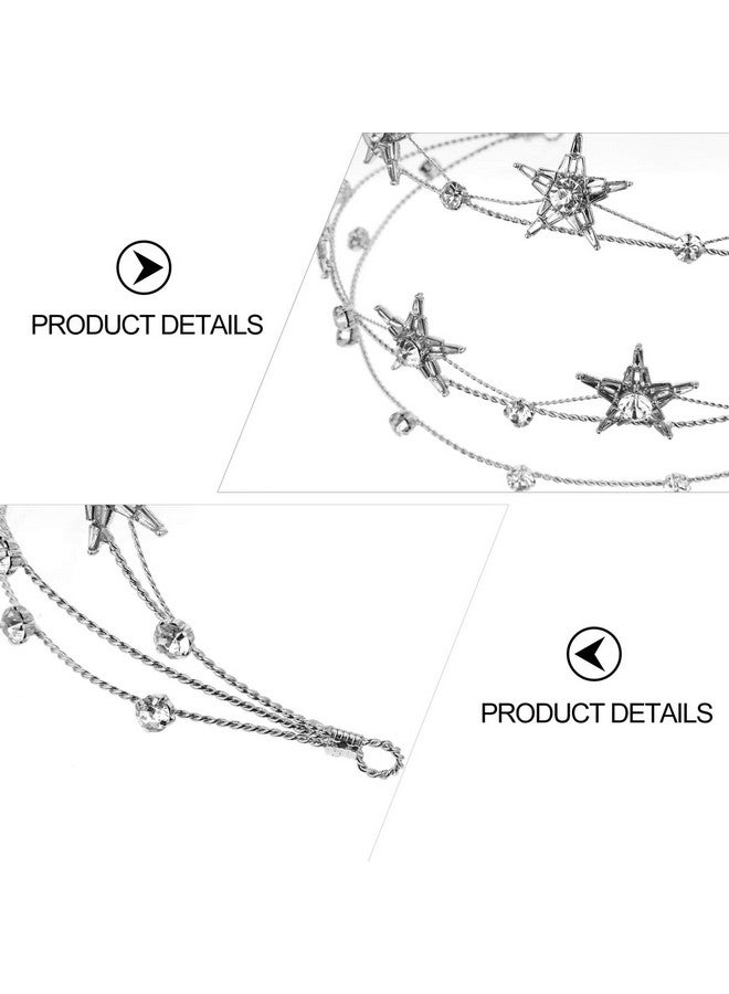 Eaupretty Bling Rhinestone Star Crown Star Crystal Tiara And Crown Bridal Headpiece Alloy Hairband Wedding Jewelry For Women Girls Silver