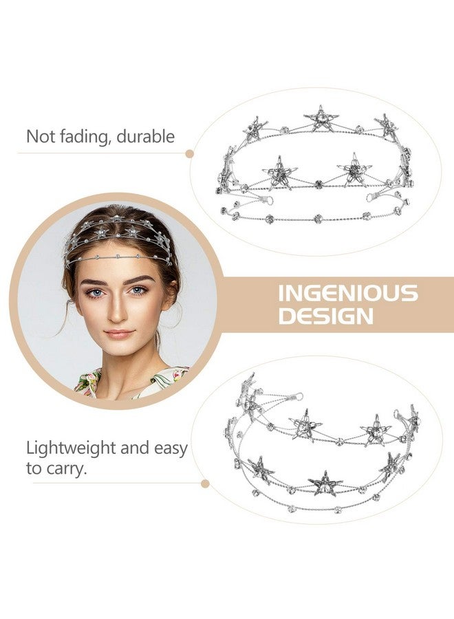 Eaupretty Bling Rhinestone Star Crown Star Crystal Tiara And Crown Bridal Headpiece Alloy Hairband Wedding Jewelry For Women Girls Silver