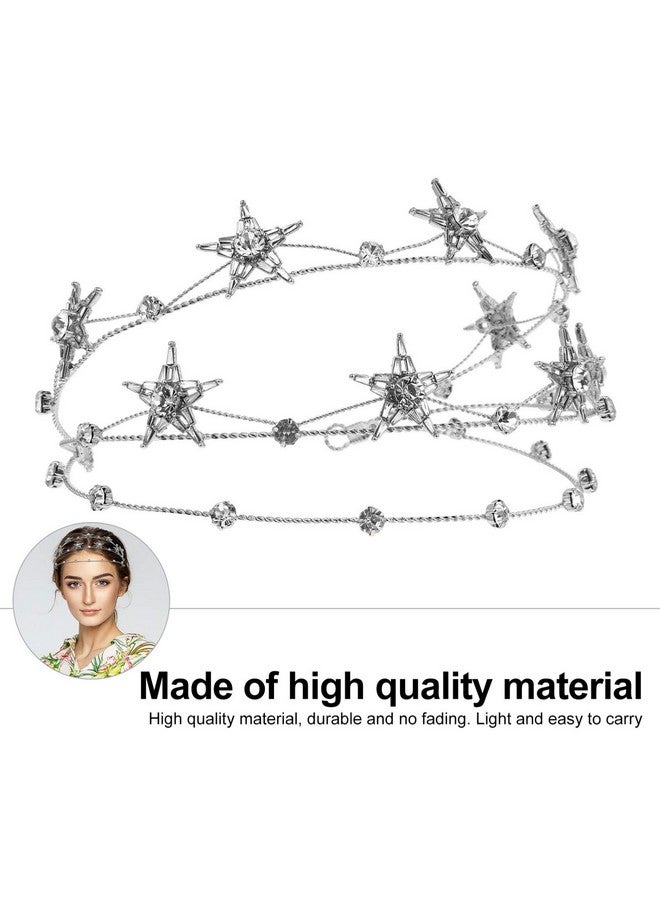 Eaupretty Bling Rhinestone Star Crown Star Crystal Tiara And Crown Bridal Headpiece Alloy Hairband Wedding Jewelry For Women Girls Silver