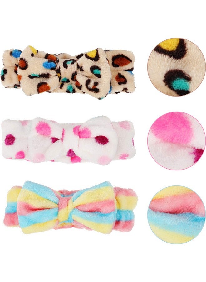 3 Pcs Towel Headbands For Women Headband For Washing Face Facial Hair Band Skincare Microfiber Bowtie Headband Makeup Terry Cloth Headbands Spa Shower Hair Band For Women Girls (Classic Patterns)