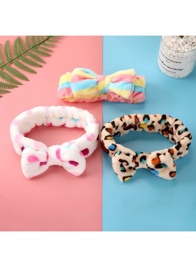 3 Pcs Towel Headbands For Women Headband For Washing Face Facial Hair Band Skincare Microfiber Bowtie Headband Makeup Terry Cloth Headbands Spa Shower Hair Band For Women Girls (Classic Patterns)