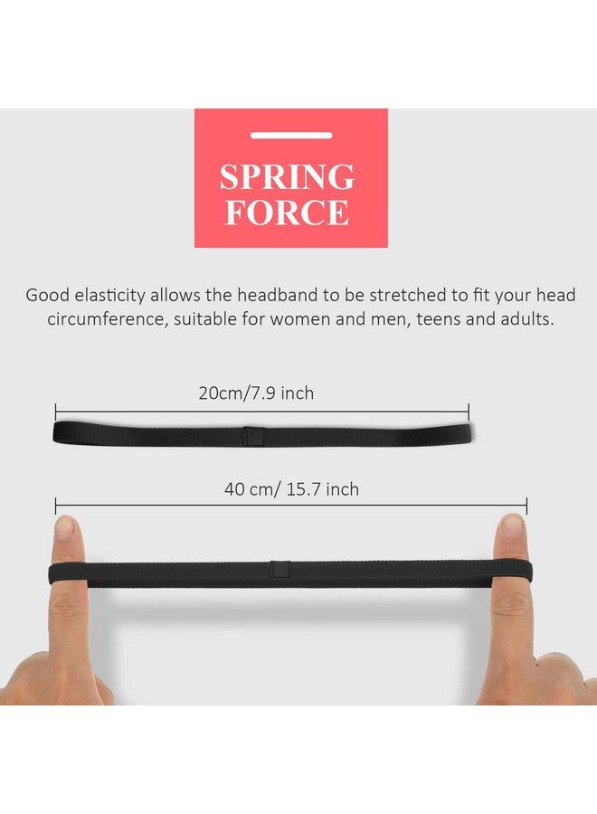 4 Pieces Thick Nonslip Elastic Sport Headbands Hair Headbands For Women And Men (Black)