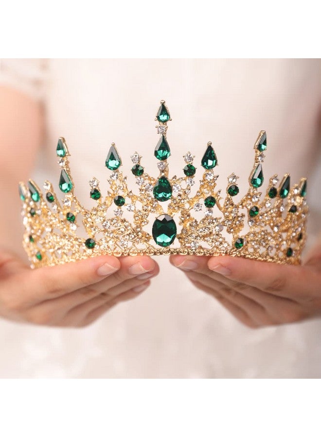 Baroque Emerald Green Tiara Crown For Women Rhinestone Wedding Crowns And Tiara Crystal Princess Crown Tiara For Prom Pageant Birthday Party Valentines Costume (Emerald Green)