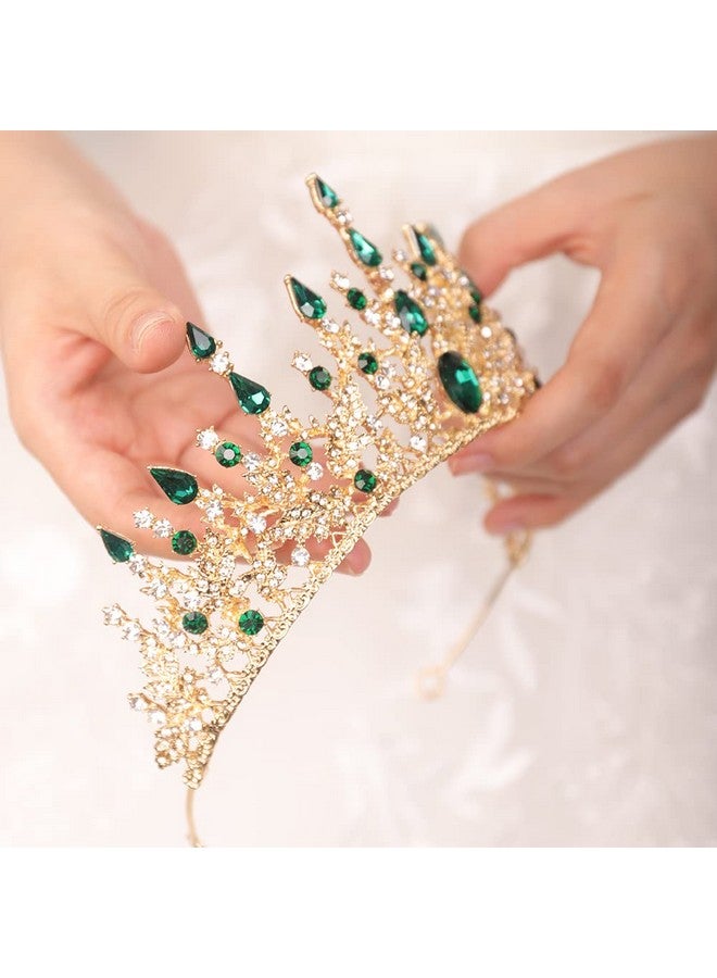 Baroque Emerald Green Tiara Crown For Women Rhinestone Wedding Crowns And Tiara Crystal Princess Crown Tiara For Prom Pageant Birthday Party Valentines Costume (Emerald Green)