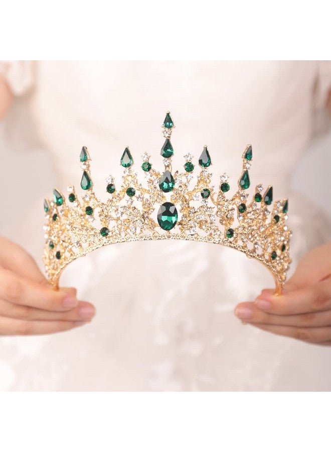 Baroque Emerald Green Tiara Crown For Women Rhinestone Wedding Crowns And Tiara Crystal Princess Crown Tiara For Prom Pageant Birthday Party Valentines Costume (Emerald Green)
