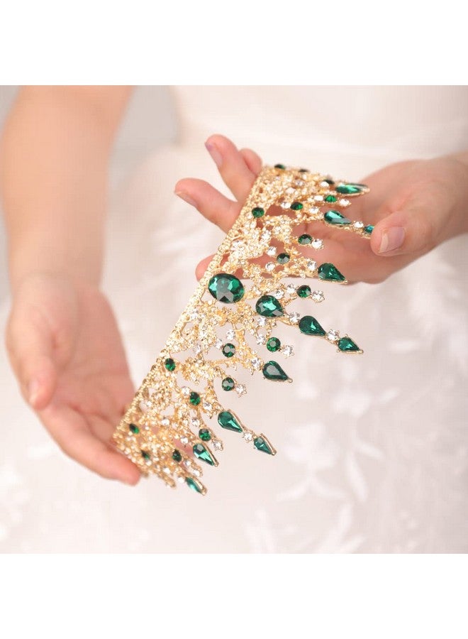 Baroque Emerald Green Tiara Crown For Women Rhinestone Wedding Crowns And Tiara Crystal Princess Crown Tiara For Prom Pageant Birthday Party Valentines Costume (Emerald Green)