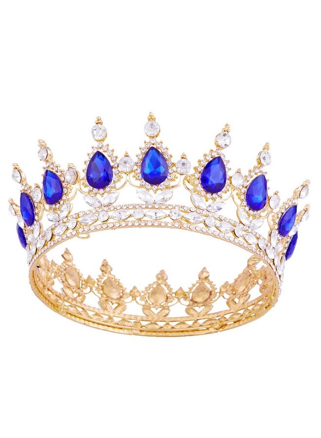 Crowns For Women Vofler Queen Tiara Baroque Vintage Gold Sapphire Blue Crystal Rhinestone Headband For Girl Bridal Bride Princess Prom Birthday Wedding Pageant Prom Homecoming Halloween Costume Party