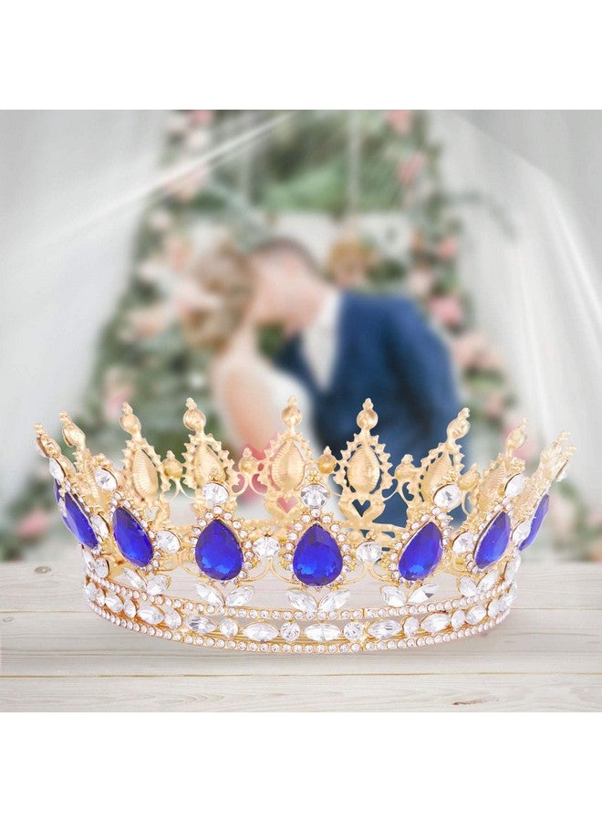 Crowns For Women Vofler Queen Tiara Baroque Vintage Gold Sapphire Blue Crystal Rhinestone Headband For Girl Bridal Bride Princess Prom Birthday Wedding Pageant Prom Homecoming Halloween Costume Party