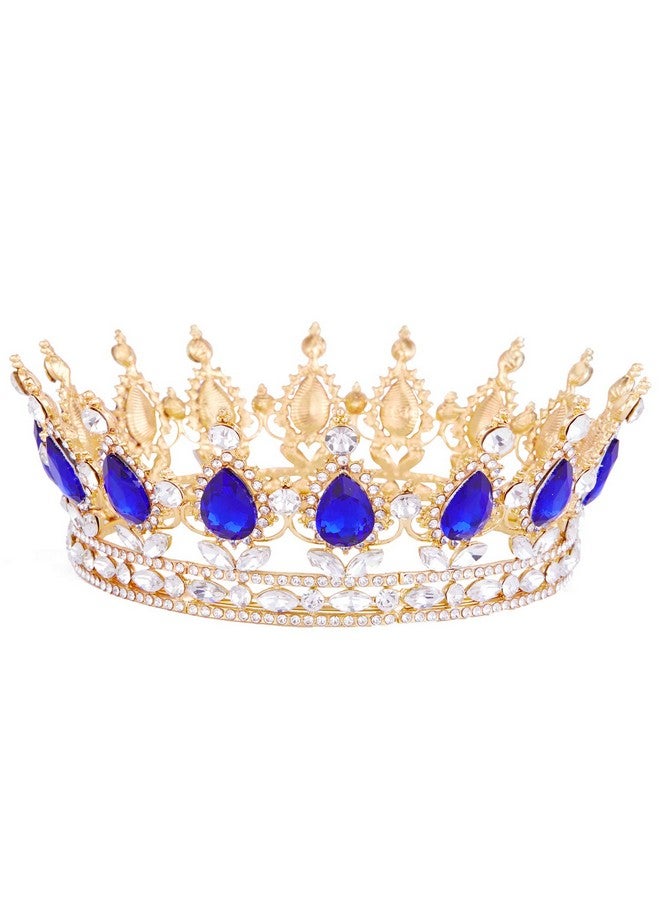 Crowns For Women Vofler Queen Tiara Baroque Vintage Gold Sapphire Blue Crystal Rhinestone Headband For Girl Bridal Bride Princess Prom Birthday Wedding Pageant Prom Homecoming Halloween Costume Party