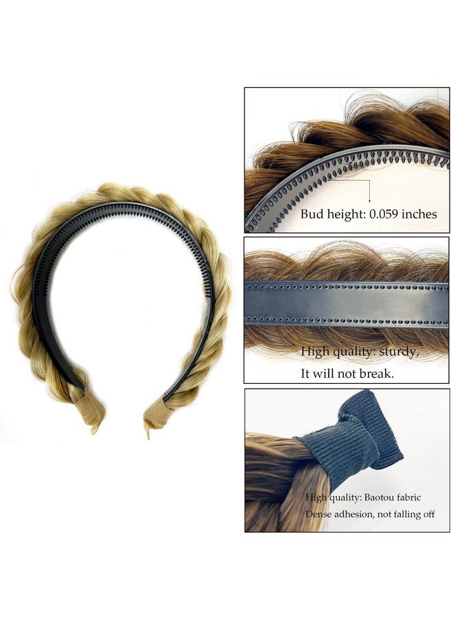 Braided Headband Withtooth Wide Braid Messy Hair Hoop Womenfashion Hair Accessories (Grey Gold Brown A19)