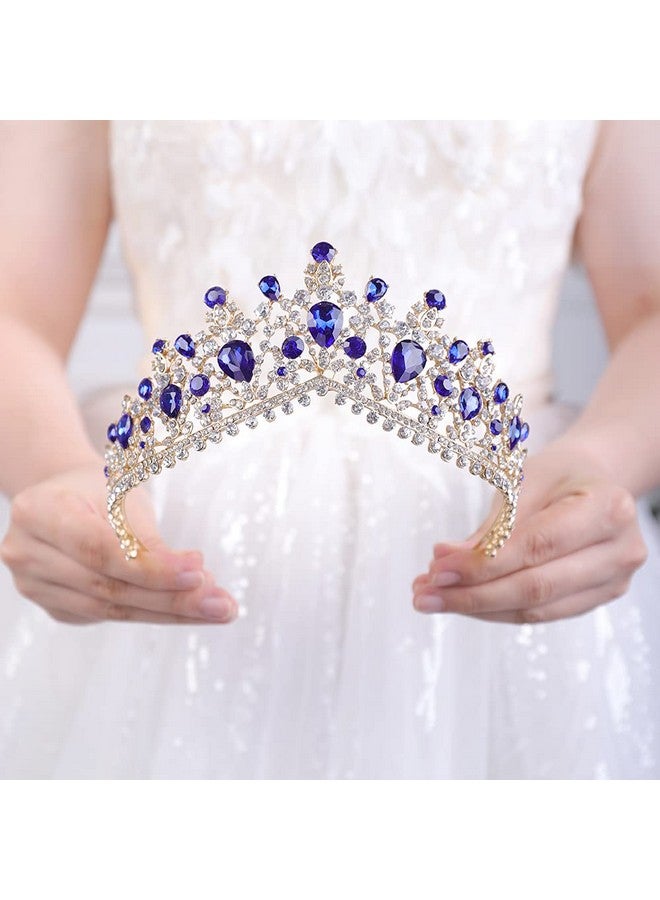 Gemstones Queen Tiara For Women And Girls Birthday Pageant Party (Blue)