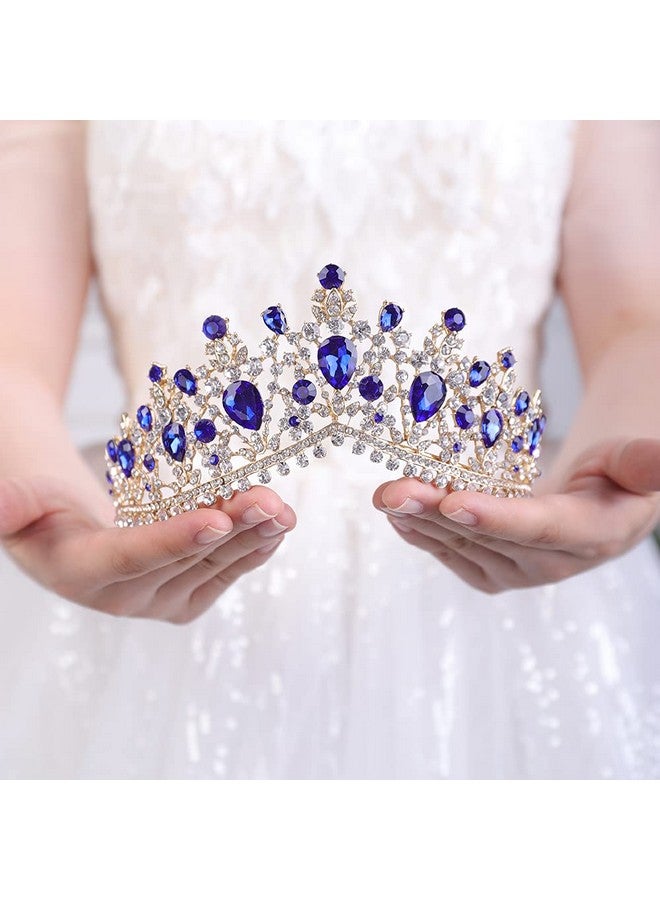 Gemstones Queen Tiara For Women And Girls Birthday Pageant Party (Blue)