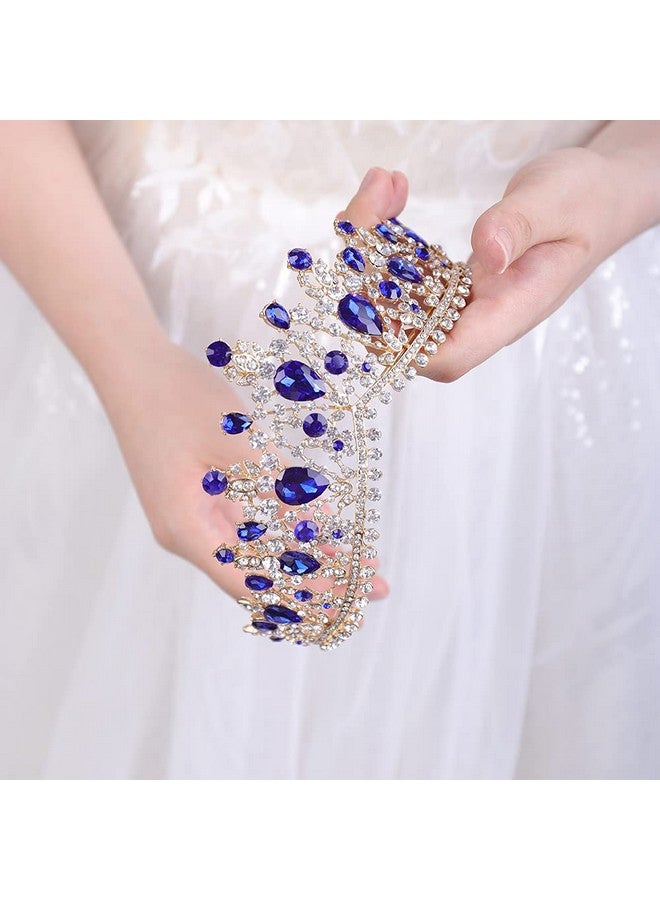 Gemstones Queen Tiara For Women And Girls Birthday Pageant Party (Blue)